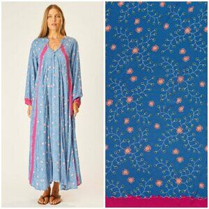 💕NATALIE MARTIN💕 Fiore Maxi Dress ~ Pinwheel Denim Blue Floral Print XL NWT